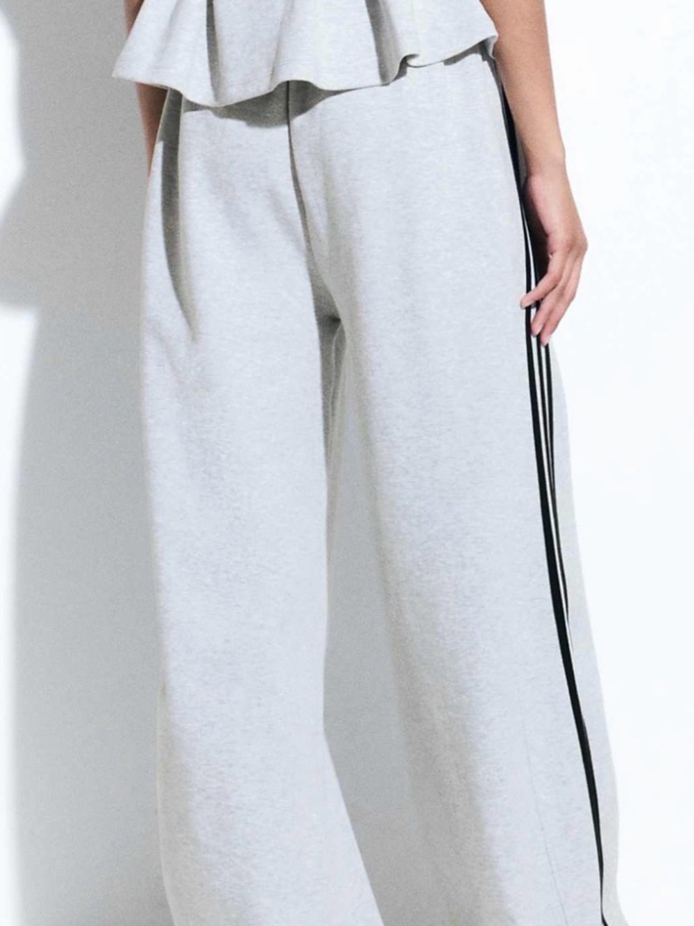 adidas x asos Light Gray Sweatpants with Black 3-Stripes - Picture 3 of 6